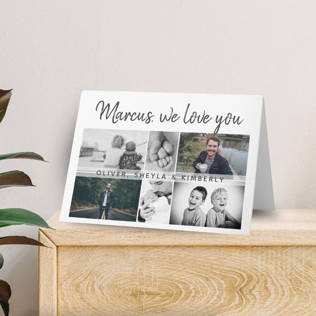 Wir Liebe Sie Modernes Drehbuch 6 Foto Collage Karte (Von Creator hochgeladen)