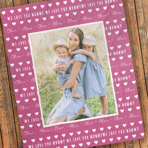 Wir Liebe Sie Mommy Kid's Names Foto Keepake Fleecedecke