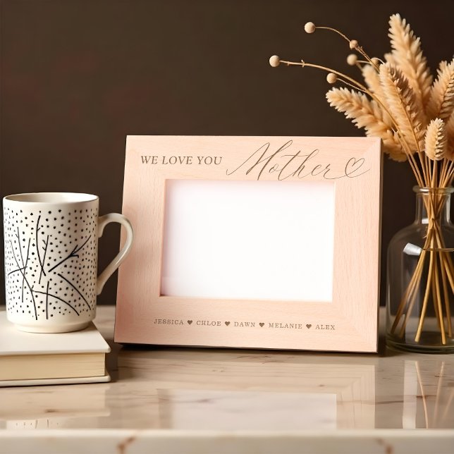 Wir Liebe Sie Mutter Skript Herzkinder Namen Geätzte Rahmen (We Love You Mother Script Heart Kids Names Etched Frames)