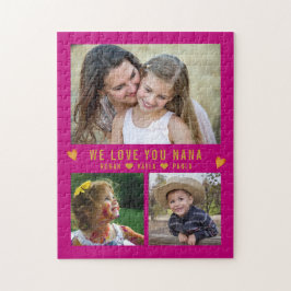 Wir Liebe Sie Nana 3 Foto Collage Pink Puzzle