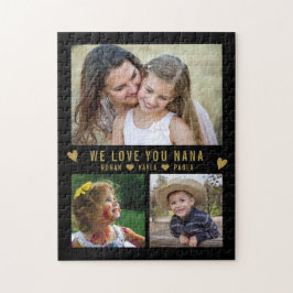 Wir Liebe Sie Nana 3 Foto Collage Schwarz Puzzle