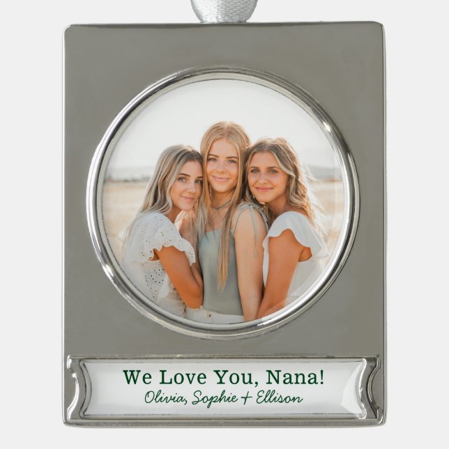 Wir Liebe Sie Nana Foto Banner-Ornament Silber (Vorderseite)