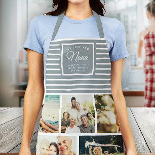 WIR LIEBE SIE NANA Foto Collage Dusty Grau Blue Schürze