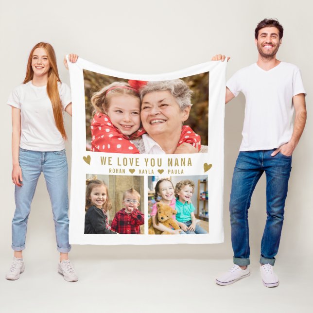 Wir Liebe Sie Nana Grandkids 3 Foto Collage White Fleecedecke (Beispiel)