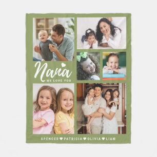 Wir Liebe Sie Nana Grandkids 6 Foto Collage Green Fleecedecke