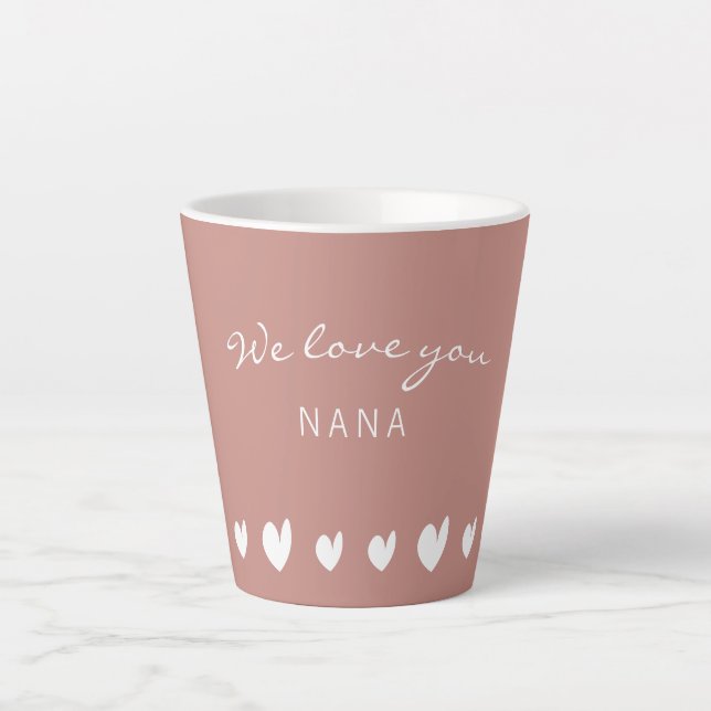 Wir Liebe Sie Nana Heart Lachs II Latte Tasse (Vorderseite)