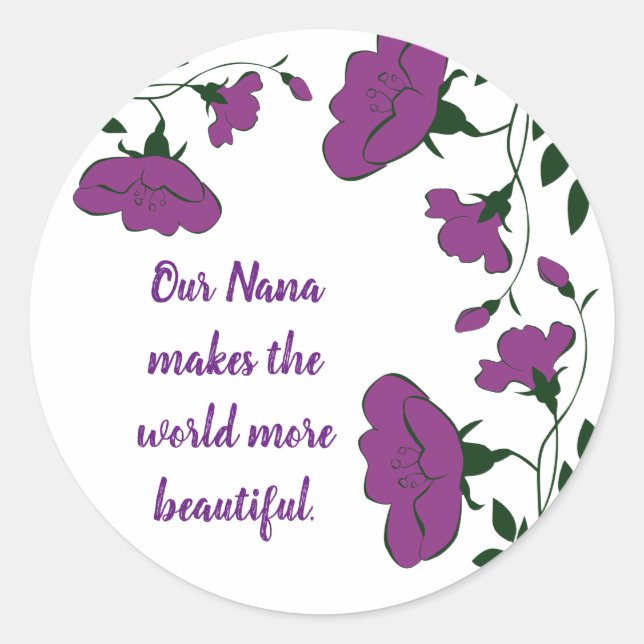 Wir Liebe Sie Nana Schöne Lila Blume Runder Aufkleber (Vorderseite)