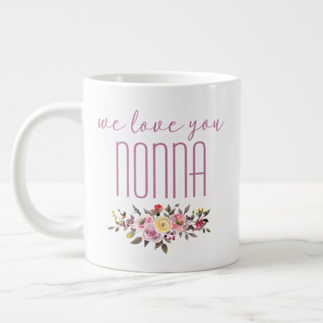 Wir Liebe Sie Nonna Pink Floral Jumbo-Tasse (Links)