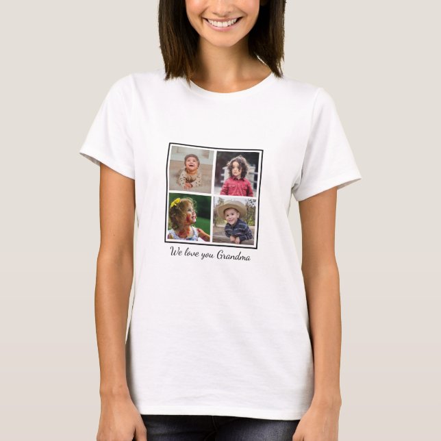 Wir Liebe Sie Oma 4 Foto Collage T-Shirt (Vorderseite)