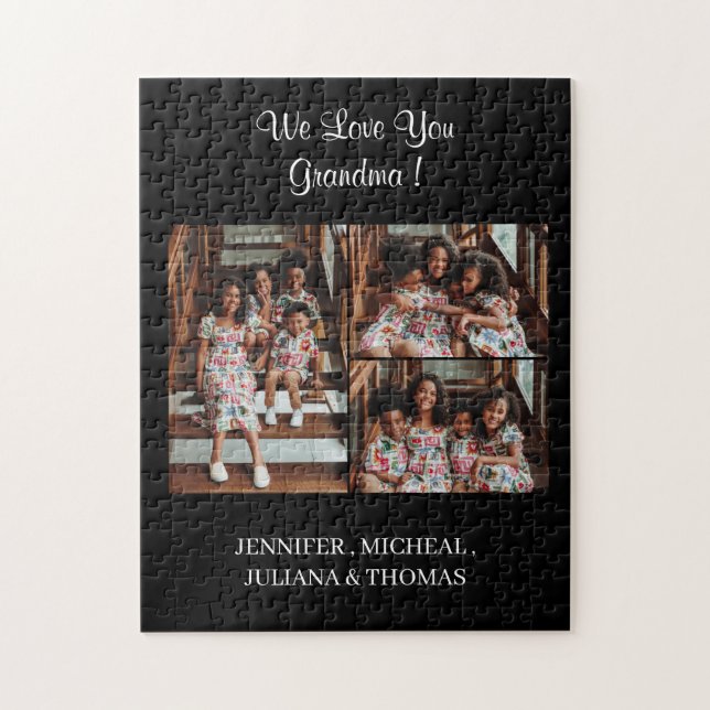 Wir Liebe Sie Oma Custom Foto Collage Script Puzzle (Vertikal)