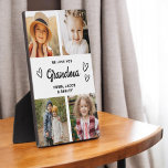 Wir Liebe Sie Oma Familie Moderne FotoCollage Fotoplatte<br><div class="desc">Die Oma We Liebe You Heart Modern Foto Collage Plaque ist ein berührendes und personalisiertes Geschenk, das Ihre Liebe für Ihre Großmutter zeigt. Diese hübsch gestaltete Gedenktafel besticht durch eine herzförmige Collage aus Foto, mit der Sie Ihre Lieblingsfamilienfotos in einem modernen und stilvollen Layout hinzufügen können. Die herzliche "Wir Liebe...</div>