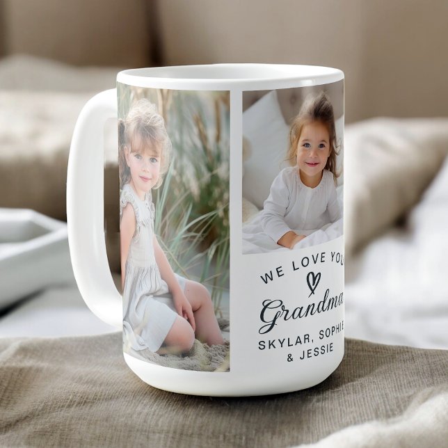 Wir Liebe Sie Oma Grandkids FotoCollage Kaffeetasse (A thoughtful gift for Grandma with photos of her Grandchildren.)