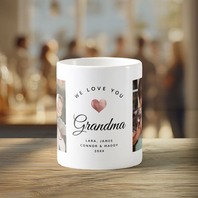 Wir Liebe Sie Oma | Modernes Foto Rose Gold Herzst Kaffeetasse (Von Creator hochgeladen)