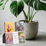 Wir Liebe Sie Oma Niedliche Kids Collage Foto Fotoplatte<br><div class="desc">Diese niedliche,  maßgeschneiderte Foto-Plakette für eine Großmutter zeigt ein modernes Layout von 4 Enkelkinder Fotos auf einem weißen Hintergrund mit hübsch lila lila Typografie lesen Wir Liebe Sie Oma. Dieses wunderschöne Enkelkinder-Foto-Geschenk beinhaltet Ihre eigene Fotocollage rund um Ihre personalisierte Nachricht und Namen.</div>