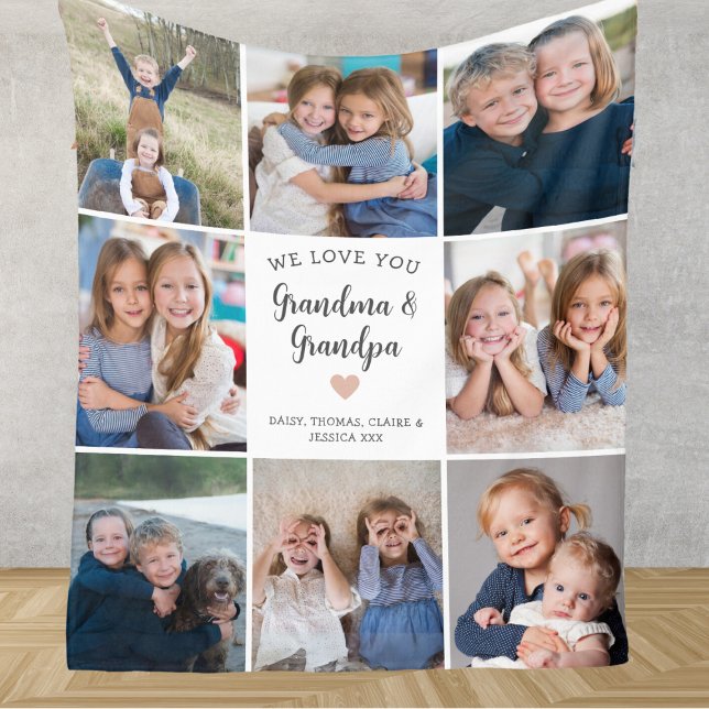 Wir Liebe Sie Oma Opa Collage Modern Fleecedecke (Von Creator hochgeladen)