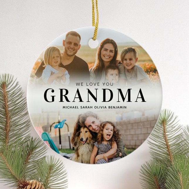 Wir Liebe Sie Oma Personalisiert 2 Foto Keramik Ornament (Von Creator hochgeladen)