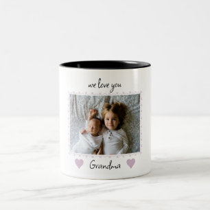 Wir Liebe Sie Oma Rosa Herz Custom Foto Zweifarbige Tasse