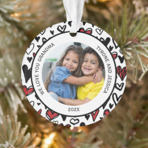 Wir Liebe Sie Oma rot-weiße Herzen Ornament