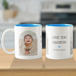 Wir Liebe Sie Opa 2 Foto Arch & Name 11 oz Zweifarbige Tasse
