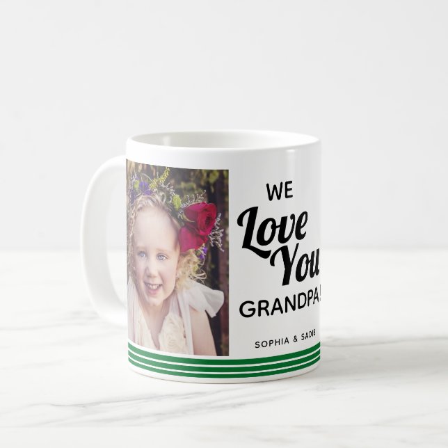 Wir Liebe Sie Opa 2 Foto grün Kaffeetasse (Vorderseite Links)