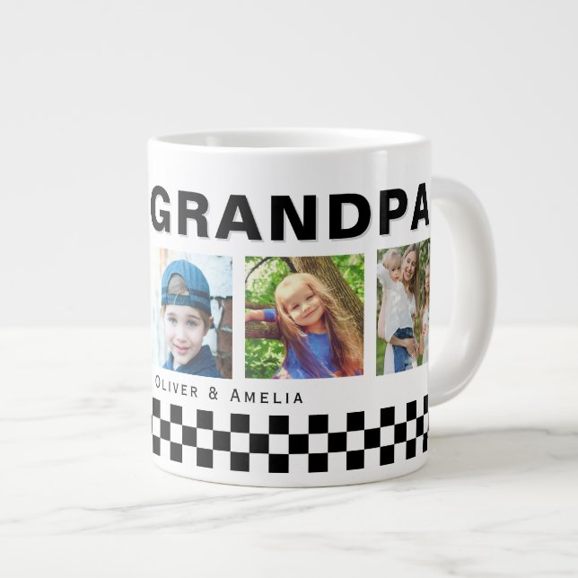 Wir Liebe Sie Opa 5 Fotos Keepake Jumbo-Tasse (Vorderseite Rechts)