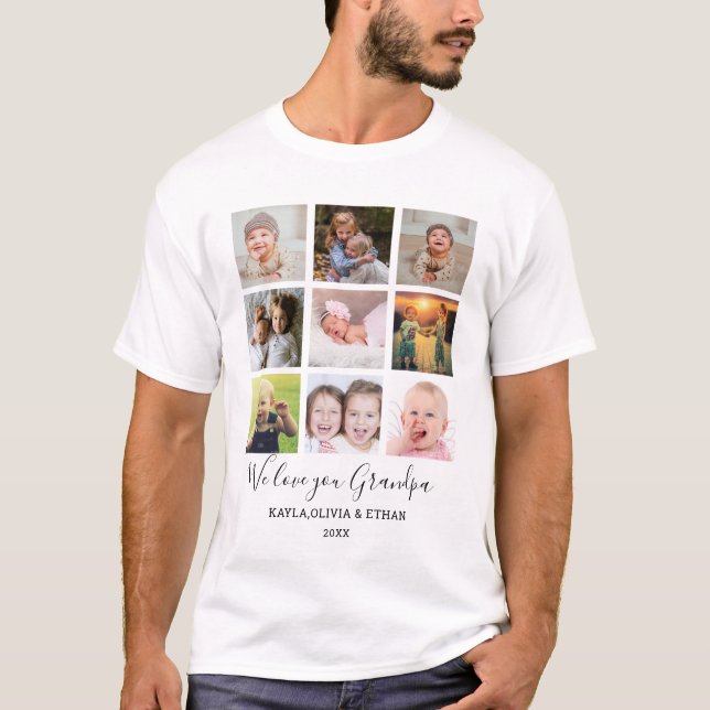 Wir Liebe Sie Opa 9 FotoCollage T-Shirt (Vorderseite)