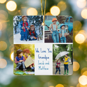 Wir Liebe Sie Opa Custom Niedlich Kids Foto Collag Keramikornament