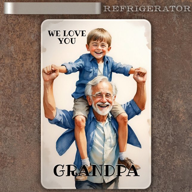 Wir Liebe Sie Opa Foto Flexi Magnet (Flexible magnet featuring your custom photo. You can customize the "We love you grandpa" texts)