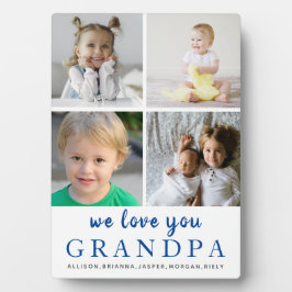 Wir Liebe Sie Opa| FotoCollage| White Blue Fotoplatte