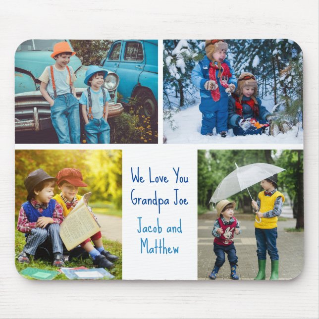 Wir Liebe Sie Opa Grandkids FotoCollage Mousepad (Vorne)