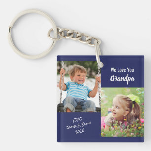 Wir Liebe Sie Opa Personalisierte Fotos Blue Keywo Schlüsselanhänger