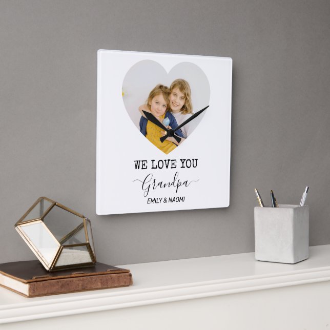 Wir Liebe Sie Opa | Personalisierte Wall-Uhr Quadratische Wanduhr (Büro)