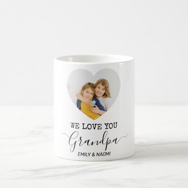 Wir Liebe Sie Opa | Personalisiertes Mug-Herz-Foto Kaffeetasse (Mittel)
