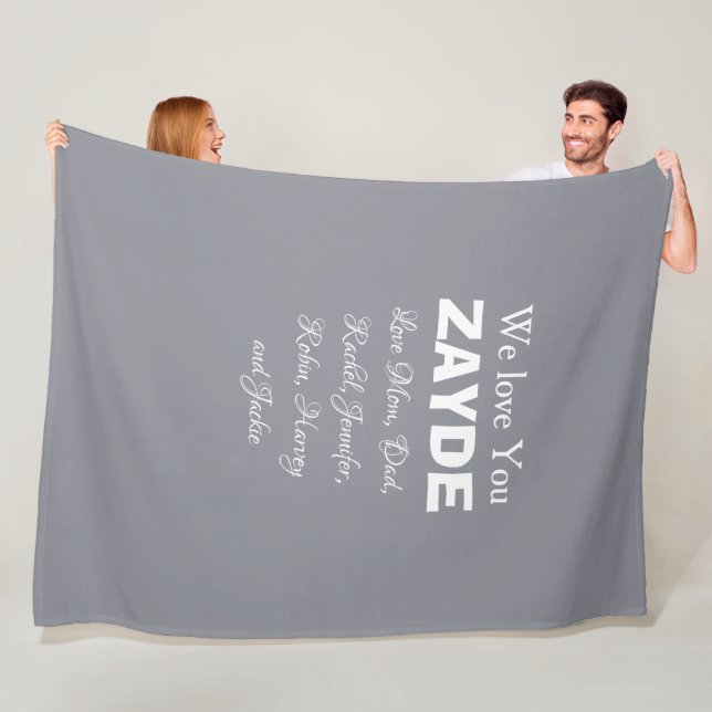 Wir Liebe Sie Opa ZAYDE Geschenknamen Elegant Grau Fleecedecke (Beispiel)