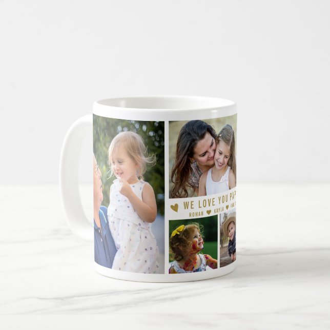 Wir Liebe Sie Papa 5 FotoCollage Kaffeetasse (Vorderseite Links)