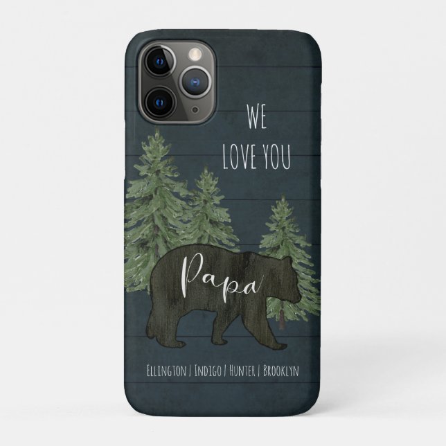 Wir Liebe Sie Papa Bear Forest Grandchildren Blue Case-Mate iPhone Hülle (Rückseite)