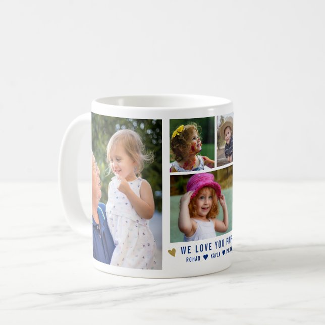 Wir Liebe Sie Papa Grandkids 5 FotoCollage Kaffeetasse (Vorderseite Links)