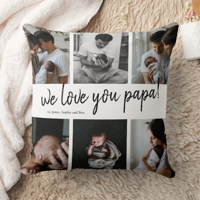 Wir Liebe Sie Papa Modern 6 Foto Collage Vater Kissen (Decke)