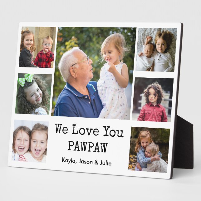 Wir Liebe Sie Pawpaw Grandkids 7 Foto Collage Fotoplatte (Seite)