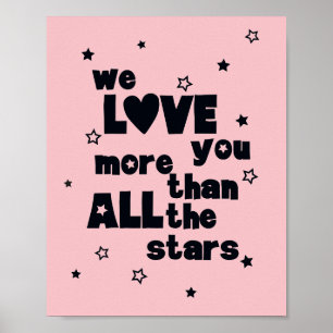 Wir Liebe Sie Pink Girl Typografisches Kinderzimme Poster