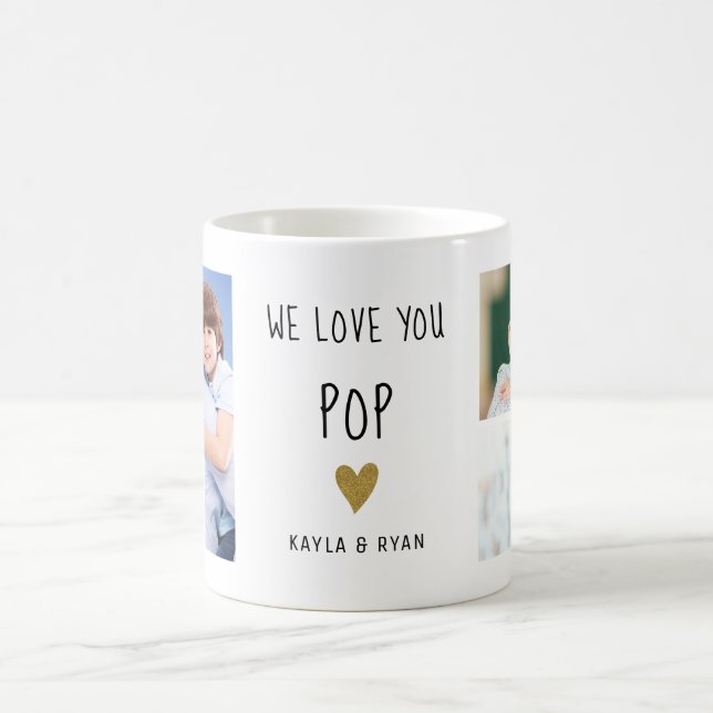 Wir Liebe Sie Pop 3 FotoCollage Opa Kaffeetasse (Mittel)