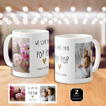 Wir Liebe Sie Pop Pop 2 FotoCollage Großopa Kaffeetasse<br><div class="desc">Teilen Sie mit,  wie sehr Sie Ihren Großvater mit Zuneigung Liebe machen.Eine Foto-Tasse mit niedlichen Bildern wird sein Herz mit Glück füllen.</div>