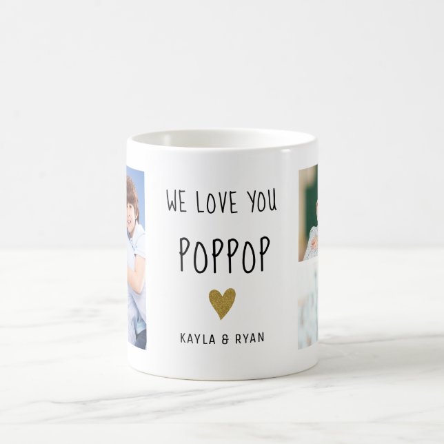Wir Liebe Sie PopPop 3 Foto Collage Opa Kaffeetasse (Mittel)