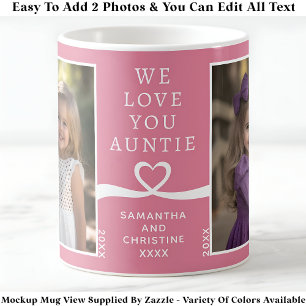 Wir Liebe Sie Tante 2 Foto Custom Pink Modern P205 Kaffeetasse