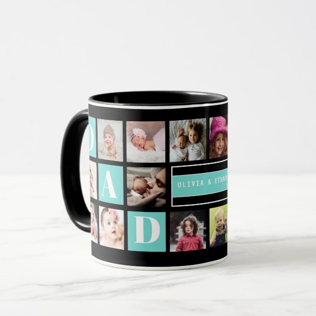 Wir Liebe Sie Vater 16 Familie Foto Collage Aquama Tasse (Vorderseite Links)