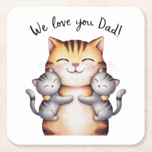 Wir Liebe Sie Vater Cat Rechteckiger Pappuntersetzer