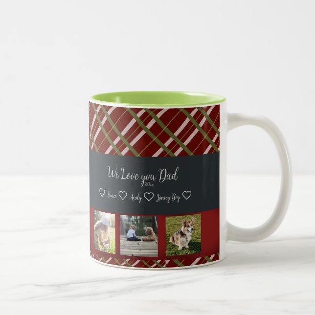 Wir Liebe Sie Vater, Custom 3 Foto Grid Zweifarbige Tasse (Rechts)