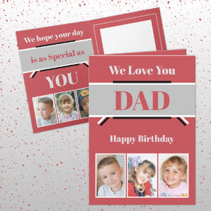 Wir Liebe Sie Vater fügen 6 Fotos graurot Geburtst Karte