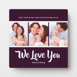 Wir Liebe Sie Vater, Personalisiert 3 Foto Collage Fotoplatte