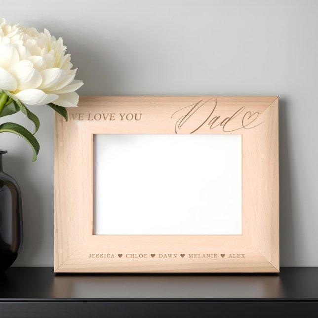 Wir Liebe Sie Vater Skript Herzkinder Namen Keepak Geätzte Rahmen (We Love You Dad Script Heart Kids Names Keepsake Etched Frames)